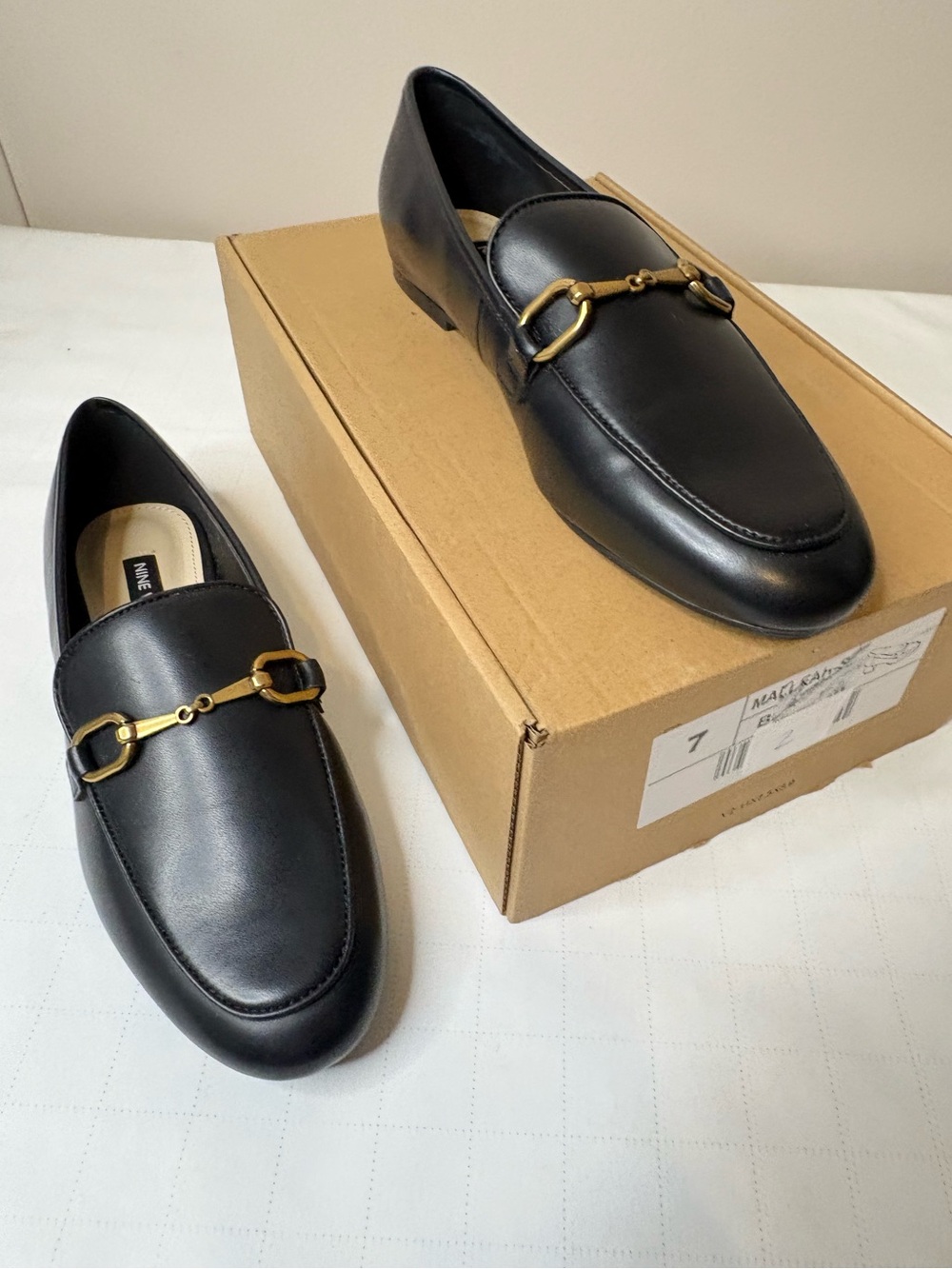 Nine West sz 7 Black & Gold Horsebit Detail Slip-on Loafer New No Box (16)